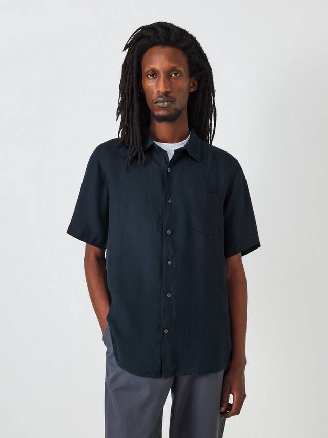 

Короткий рукав Linen Shirt John Lewis, Navy