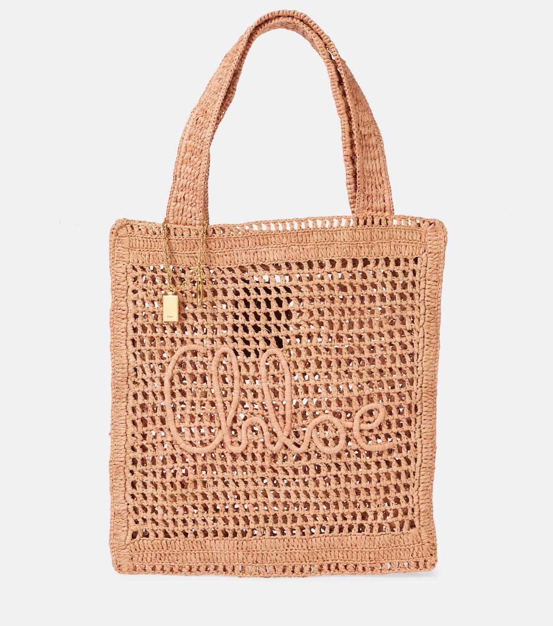 

Летняя сумка-шоппер из бананового рафии с эффектом плетения Chloé, Summery Beige 24m Summery