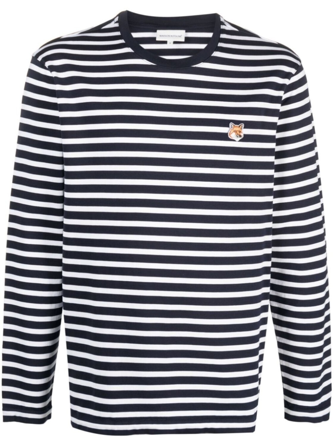 

Maison Kitsuné полосатая футболка с нашивкой Fox, синий