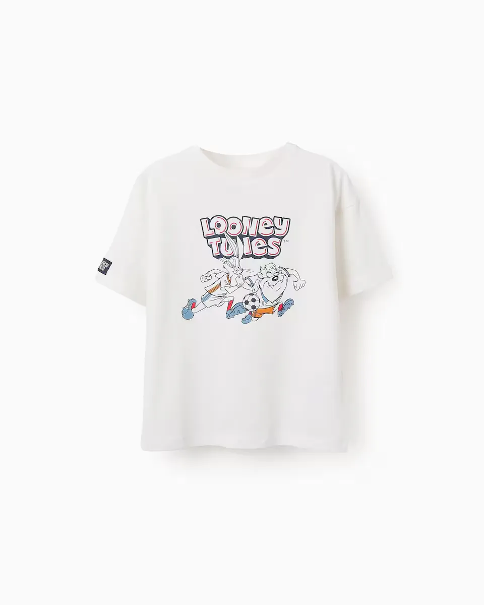 

Футболка для мальчика с короткими рукавами и мотивом Looney Tunes Zippy, белый
