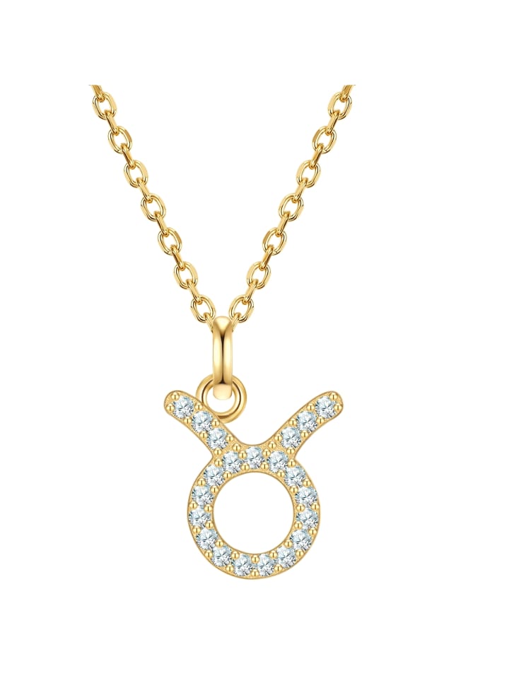 

Glanzstücke München Колье со знаком зодиака Телец из стерлингового серебра с цирконами в оправе из желтого золота