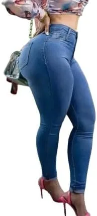 Generic Женские джинсы Plus Size в стиле скинни, потертые, из мягкой эластичной ткани, глубокого синего цвета, длинные, с застежкой-молнией — фото 4