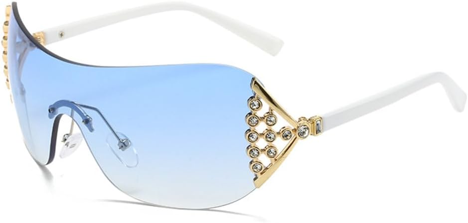 

Солнцезащитные очки без оправы с бриллиантами для женщин, модные розовые солнцезащитные очки для женщин, винтажный стиль, панк, женские солнцезащитные очки MTZJH, Blue