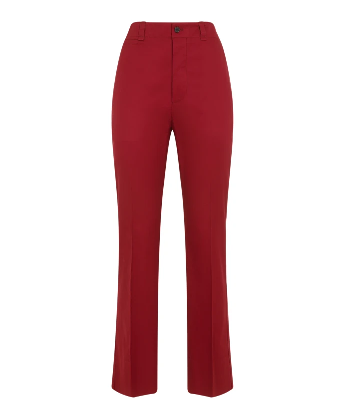 

Хлопковые брюки с завышенной талией Saint Laurent, красный