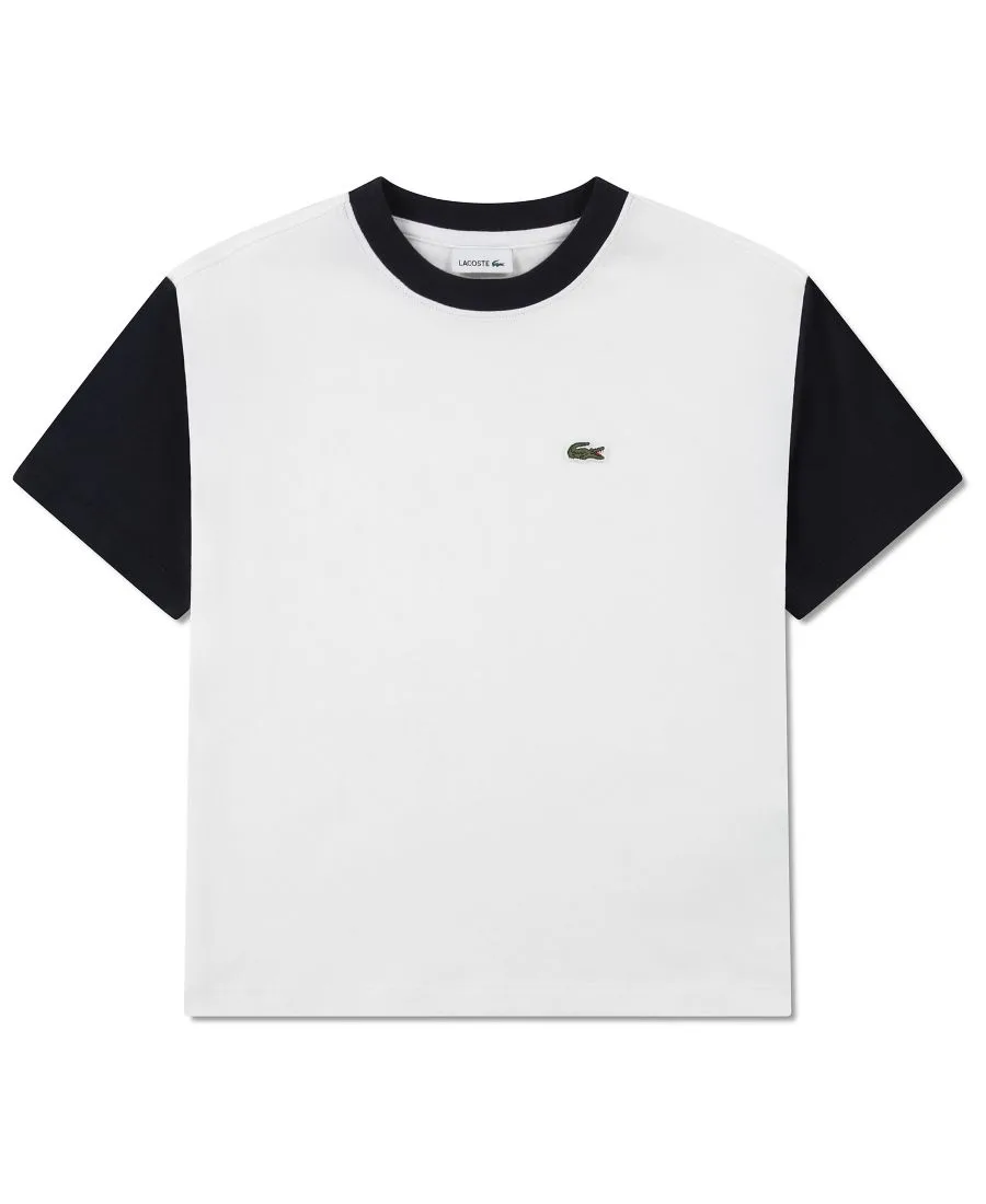 Детская футболка с круглым вырезом и цветными блоками, размер 10-16 Lacoste, белый — фото 4