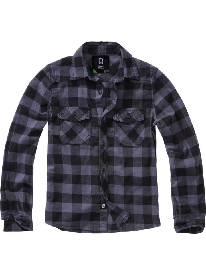 

Рубашка Детская клетчатая рубашка с длинным рукавом черного цвета Brandit