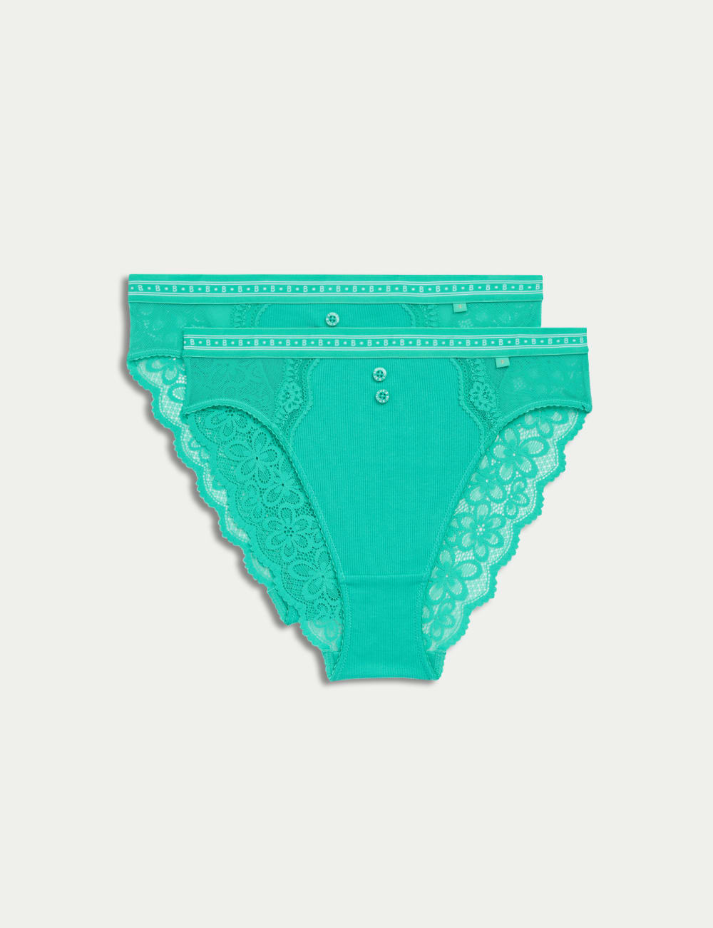 

2 пары трусиков Lotta с высокой талией и высокими бедрами B by Boutique, цвет Bright aqua