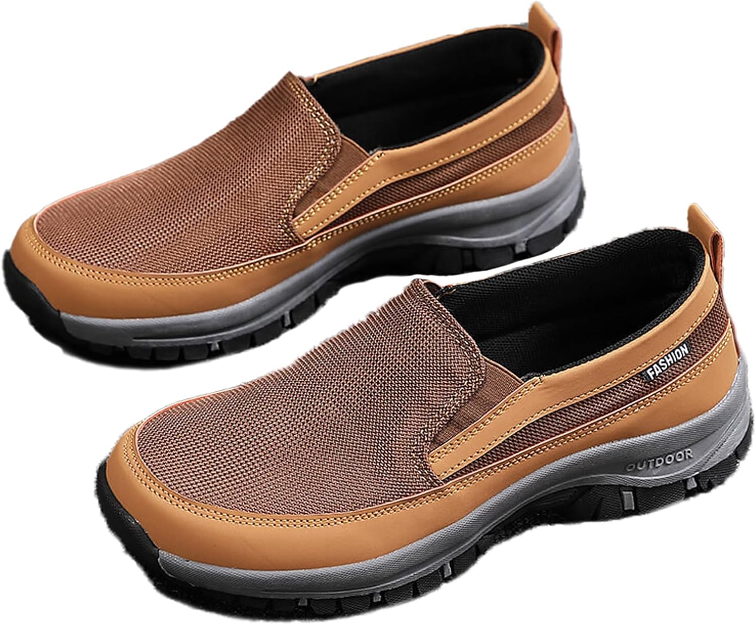 

Мужские слипоны на платформе из канвы, повседневная обувь, удобные легкие нескользящие ортопедические кроссовки с поддержкой свода стопы для работы, путешествий, вождения и прогулок Etoryoox, коричневый