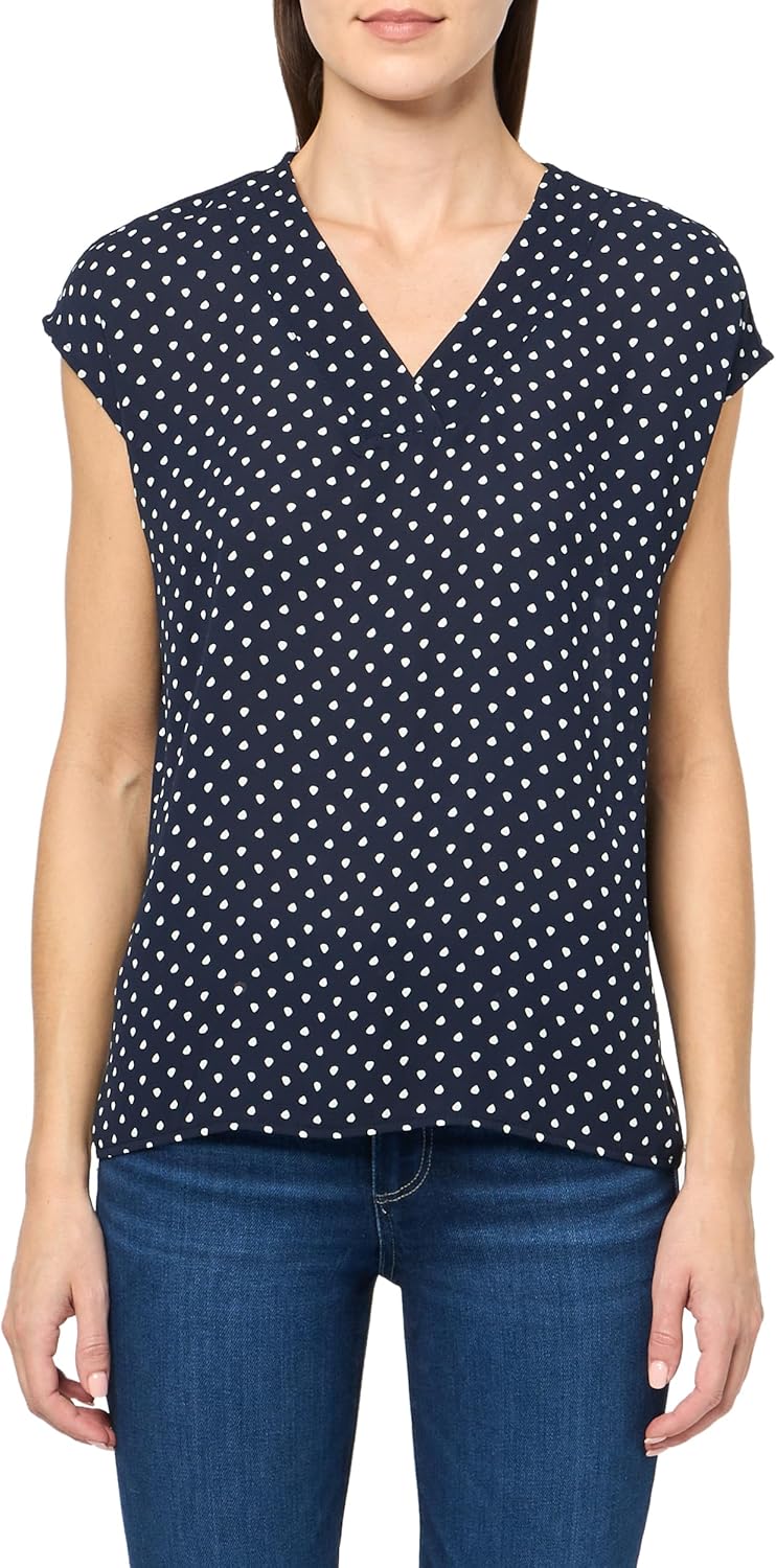 

Женский спортивный топ Tommy Hilfiger в горошек с короткими рукавами и V-образным вырезом, Sky Captain Multi