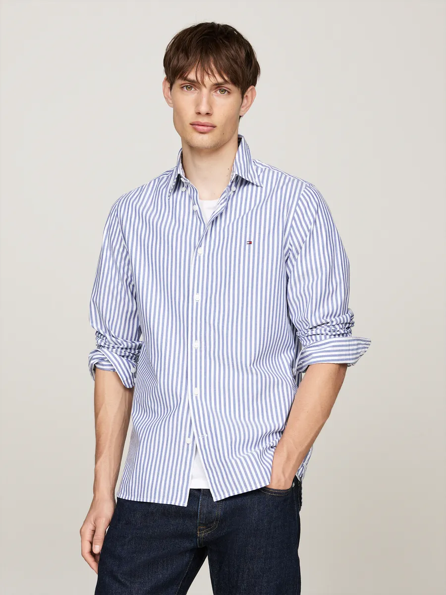 

Деловая рубашка Tommy Hilfiger "CLASSIC POPLIN STRIPE SF SHIRT", цвет Mid Blue / Optic White