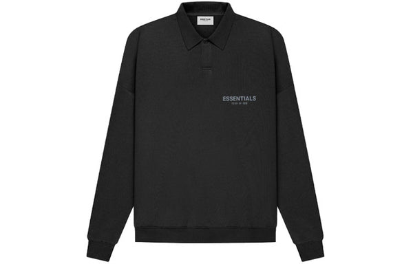 Рубашка ss21 long sleeve french terry polo shirt 'stretch limo' Fear Of God Essentials, черный — фото 2