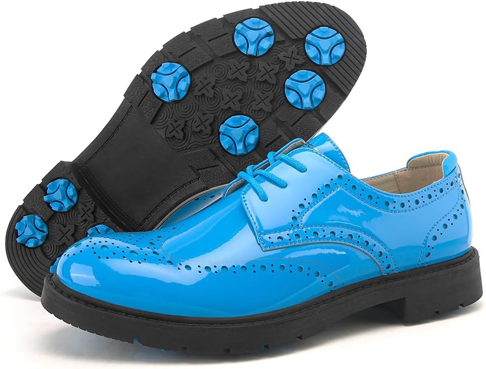 

Водонепроницаемые мужские гольф туфли с 9 сменными шипами - прочные классические кроссовки для гольфа для тренировок и спорта Qz-Itry, синий