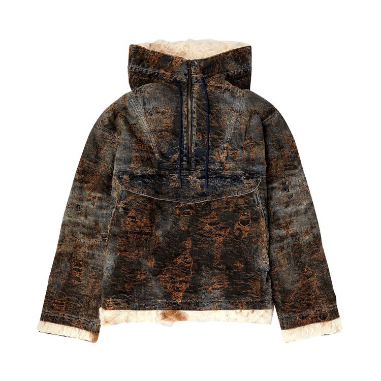 

Куртка Diesel Distressed Denim Half Zip Anorak Jackets 'Blue', синий