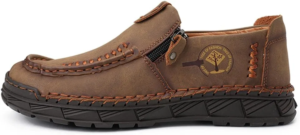 Мокасины кожаные Loafers Slip-Ons, Темно-коричневый Abborora — фото 2