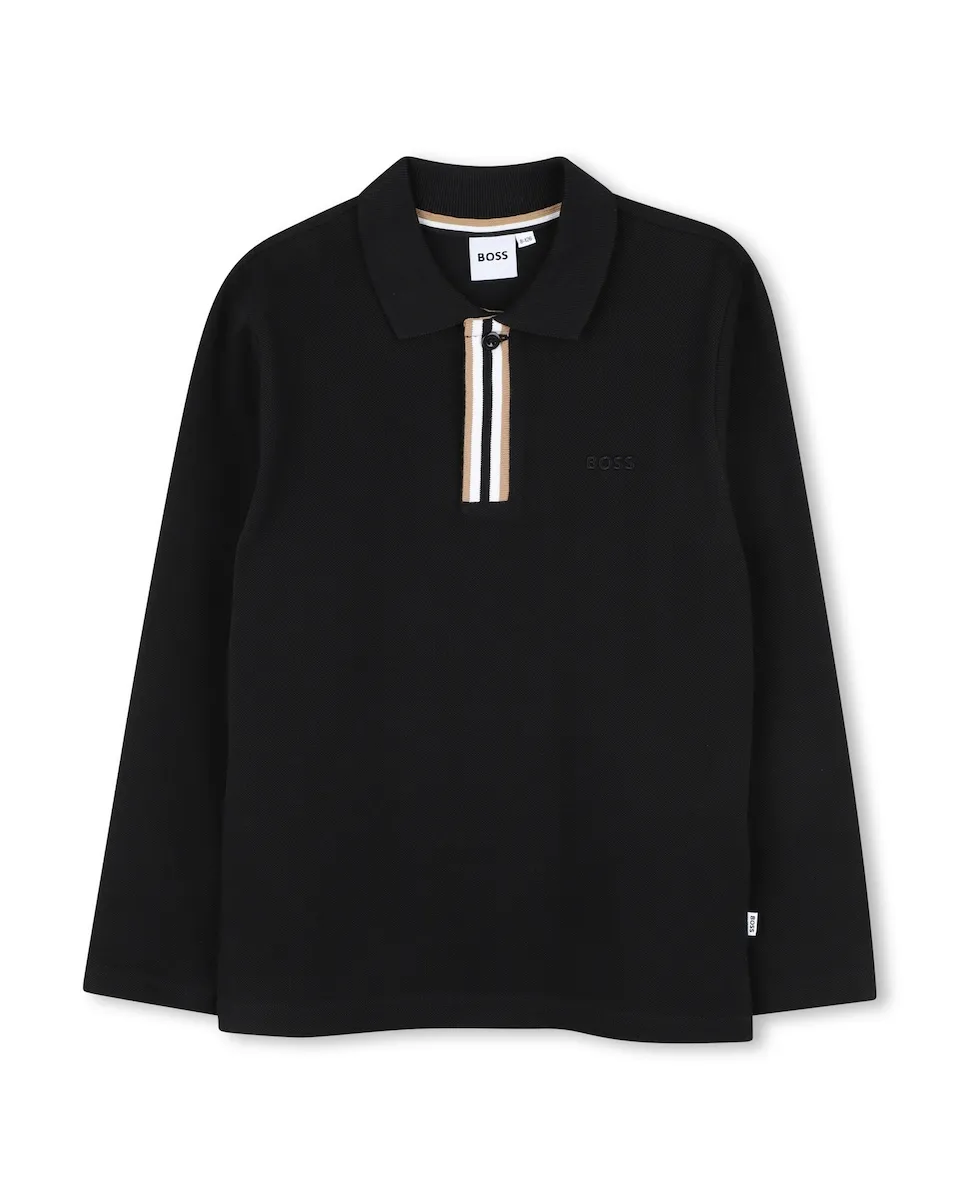 

Детская хлопковая футболка поло Boss Kidswear, черный
