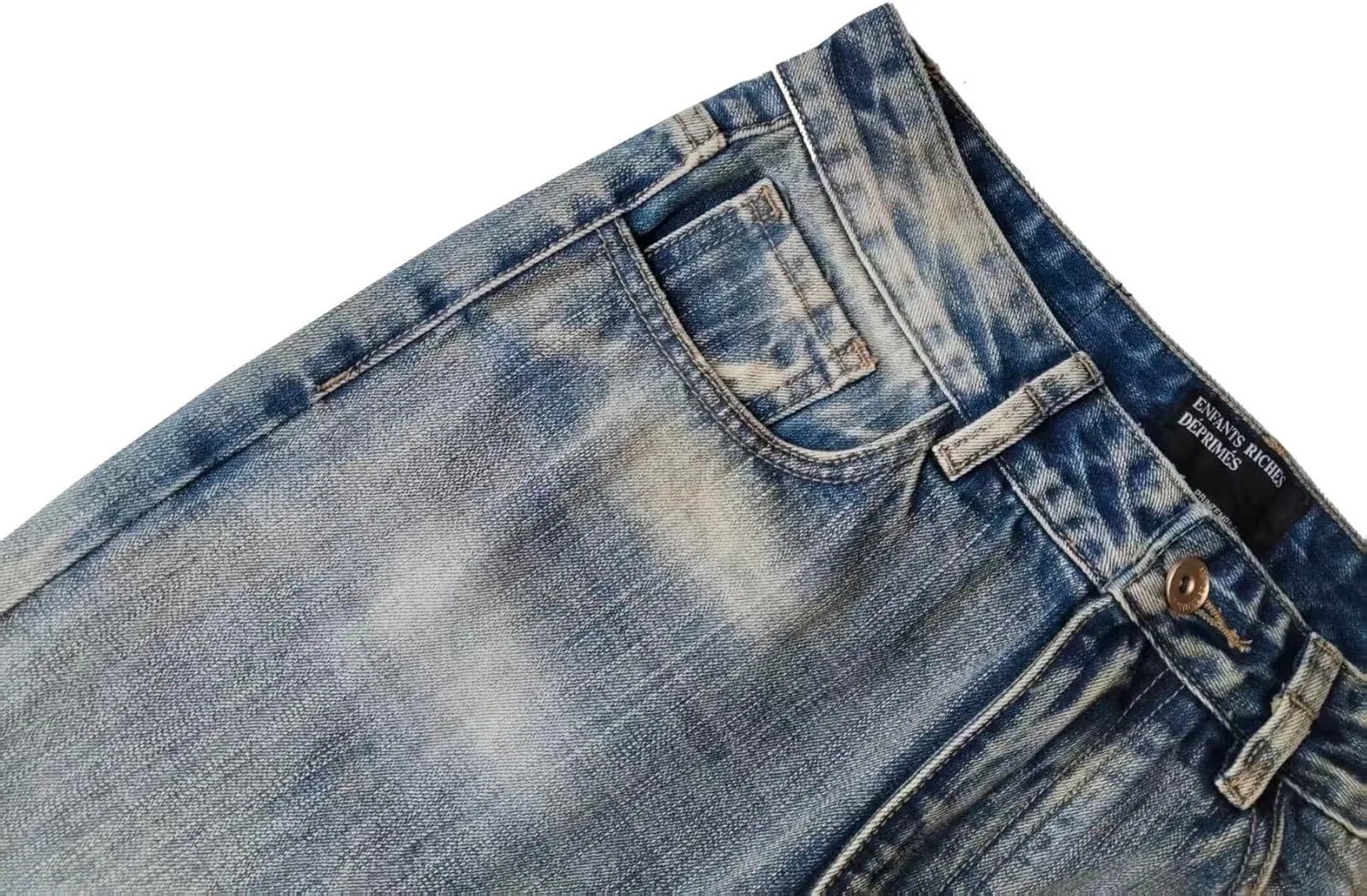 Джинсы широкие с градиентом и перфорацией, синий — фото 3