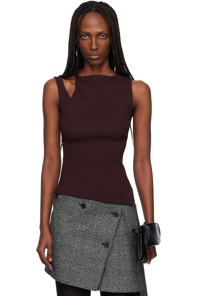 

Топ в рубчик с косым кроем в стиле 90-х Courrèges, Burgundy