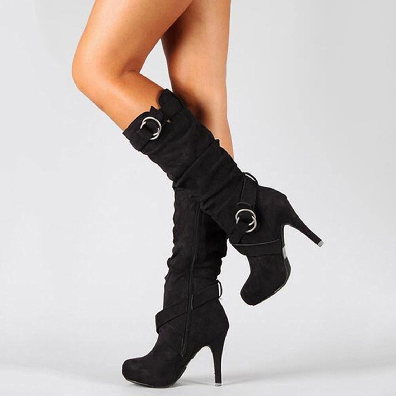 Женские ботильоны на высоком каблуке Hbeylia Stiletto, модные женские ботинки с мягкой сборкой, черный — фото 4