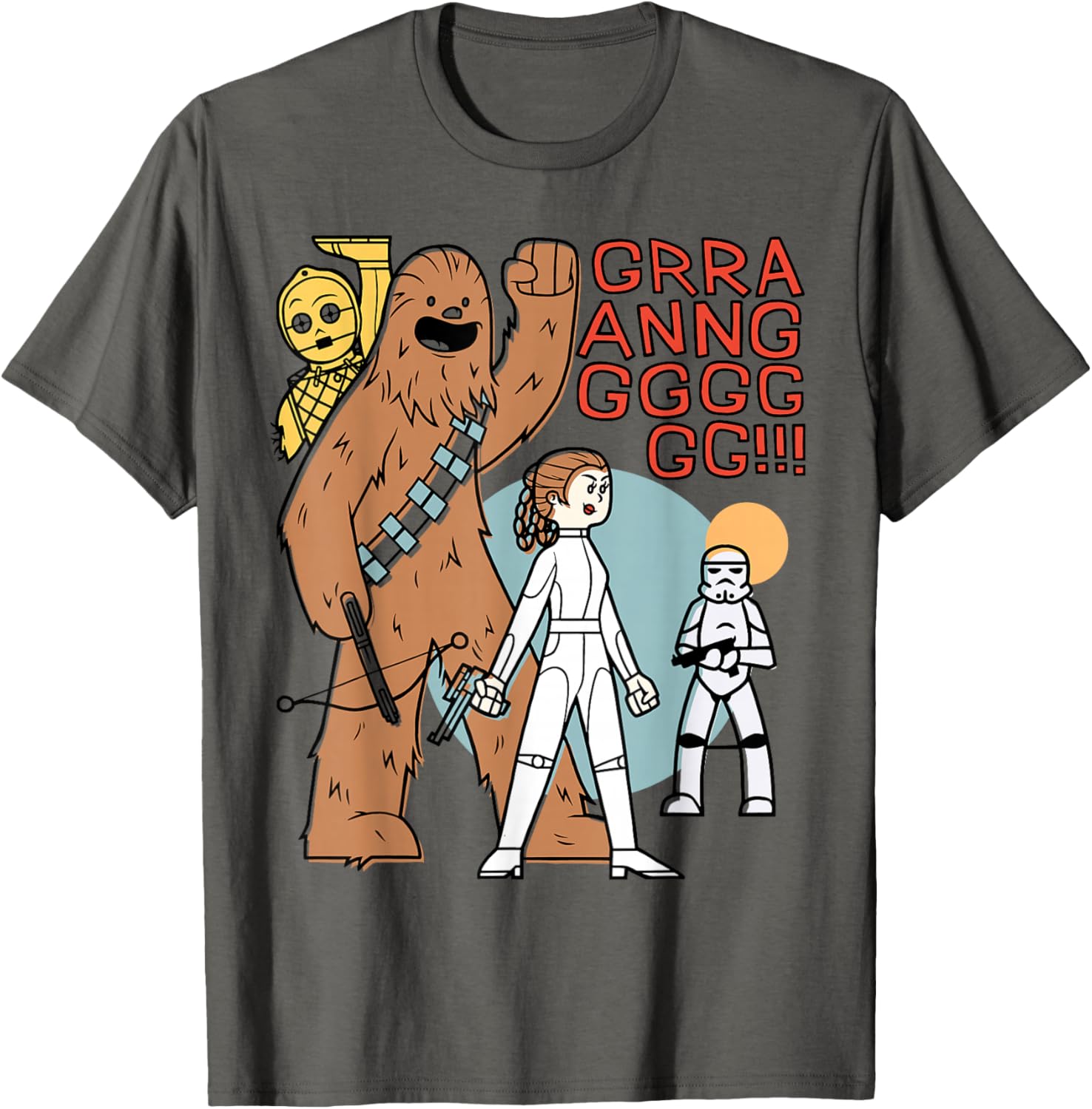 

Футболка с милым рисунком Чубакки, Леи и C-3PO из сериала «Звездные войны: Повстанцы», серая Star Wars