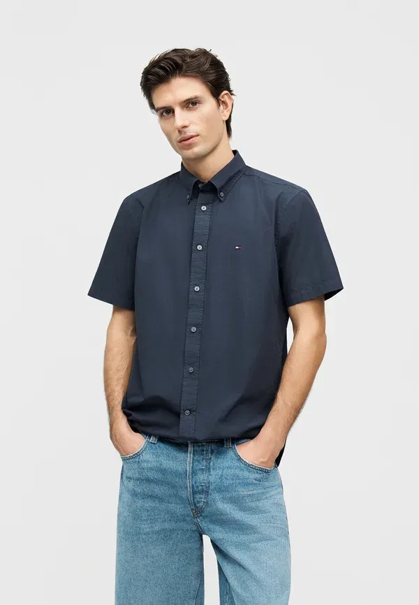 Рубашка Tommy Hilfiger garment dyed shirt, угольно-синий — фото 4