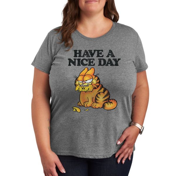 

Плюс футболка ретро с надписью "Garfield, хорошего дня" Licensed Character, серый