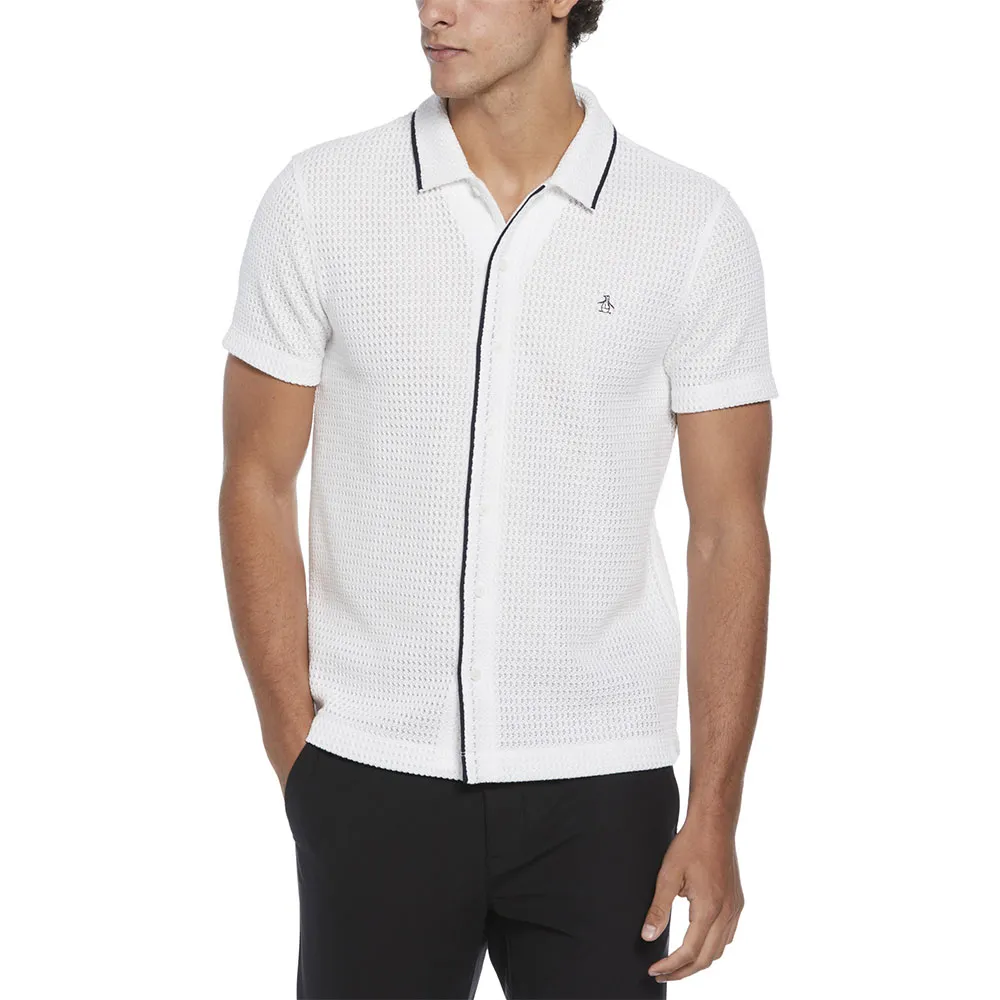 

Рубашка с коротким рукавом Original Penguin Button Front Textured Earl, белый