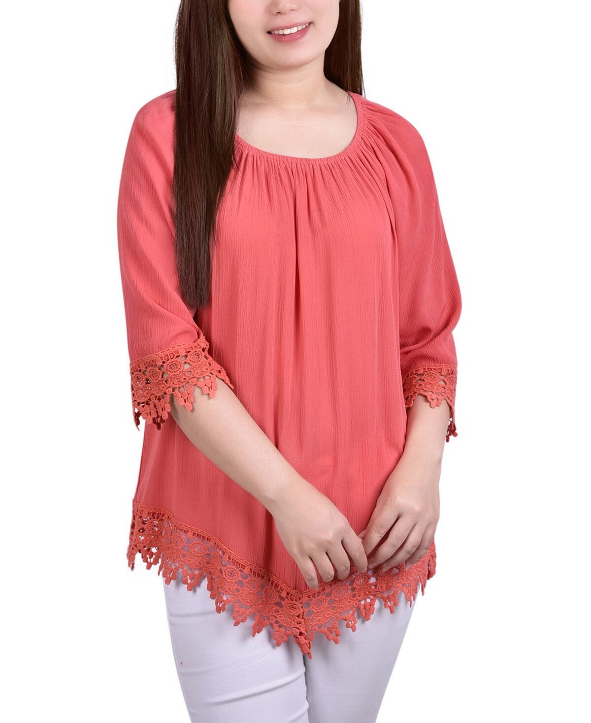 

Крестьянская блузка миниатюрного размера с рукавами 3/4 NY Collection