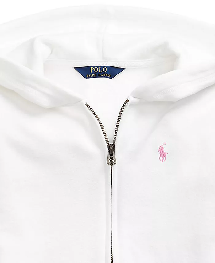 Детская флисовая толстовка с молнией для девочек 2T-6X Polo Ralph Lauren, белый — фото 4