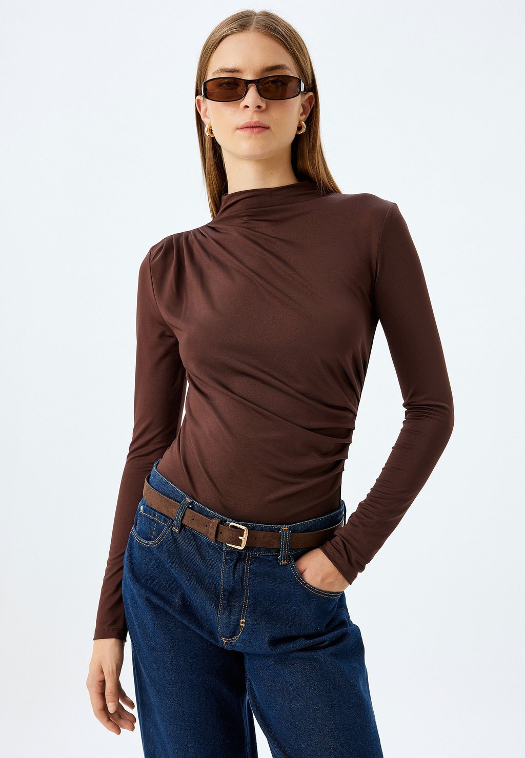 

Футболка с длинным рукавом DRAPED Koton, коричневый