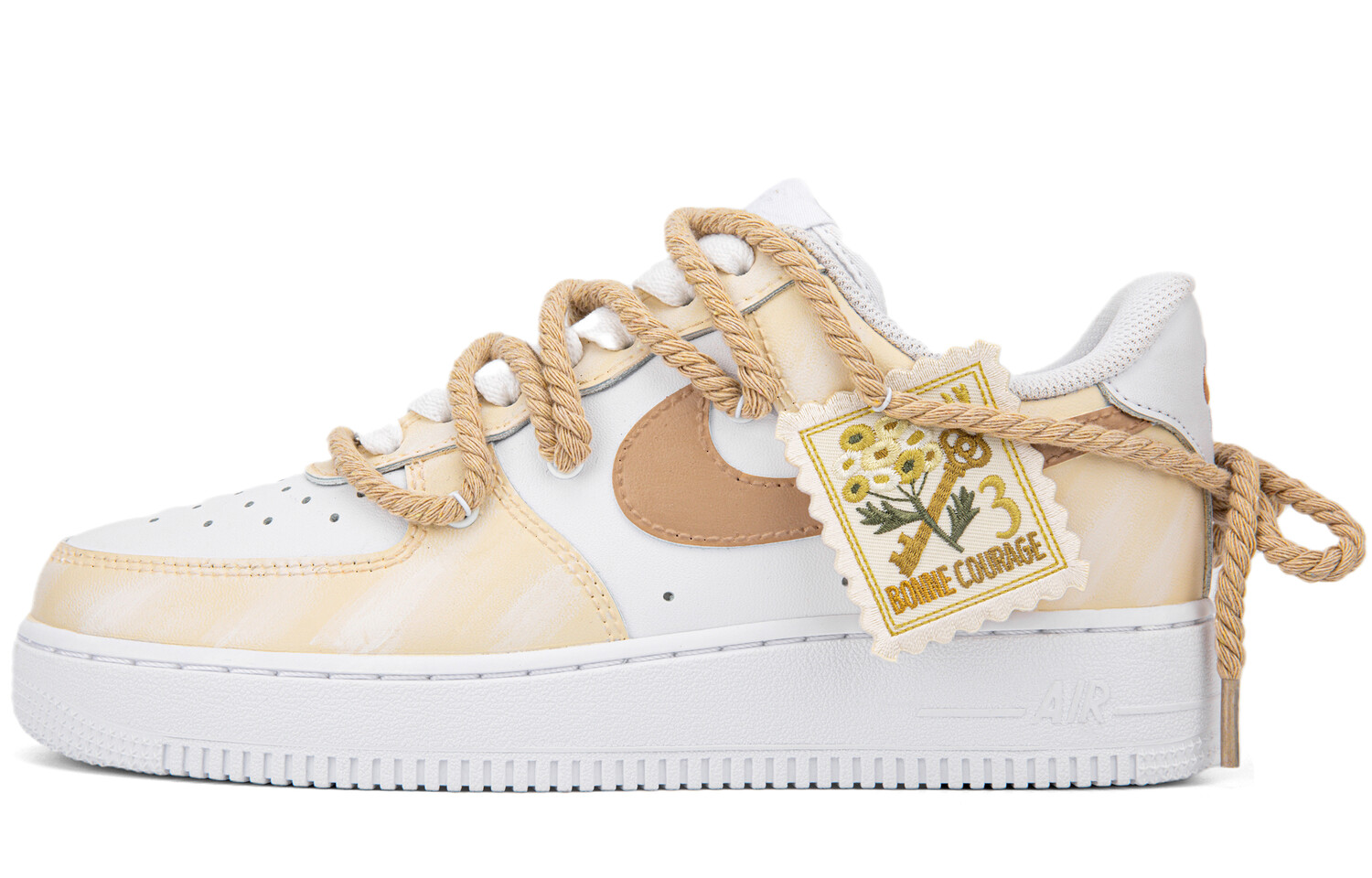 

Кроссовки для скейтбординга Air Force 1 женские низкие бежевые/белые Nike, Белый, Кроссовки для скейтбординга Air Force 1 женские низкие бежевые/белые Nike