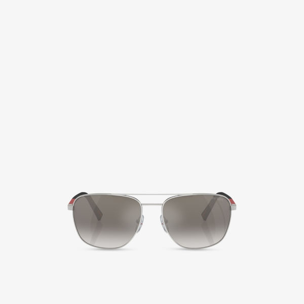 

PS 54ZS Pilot-Frame стальные солнцезащитные очки Prada Linea Rossa, серебряный