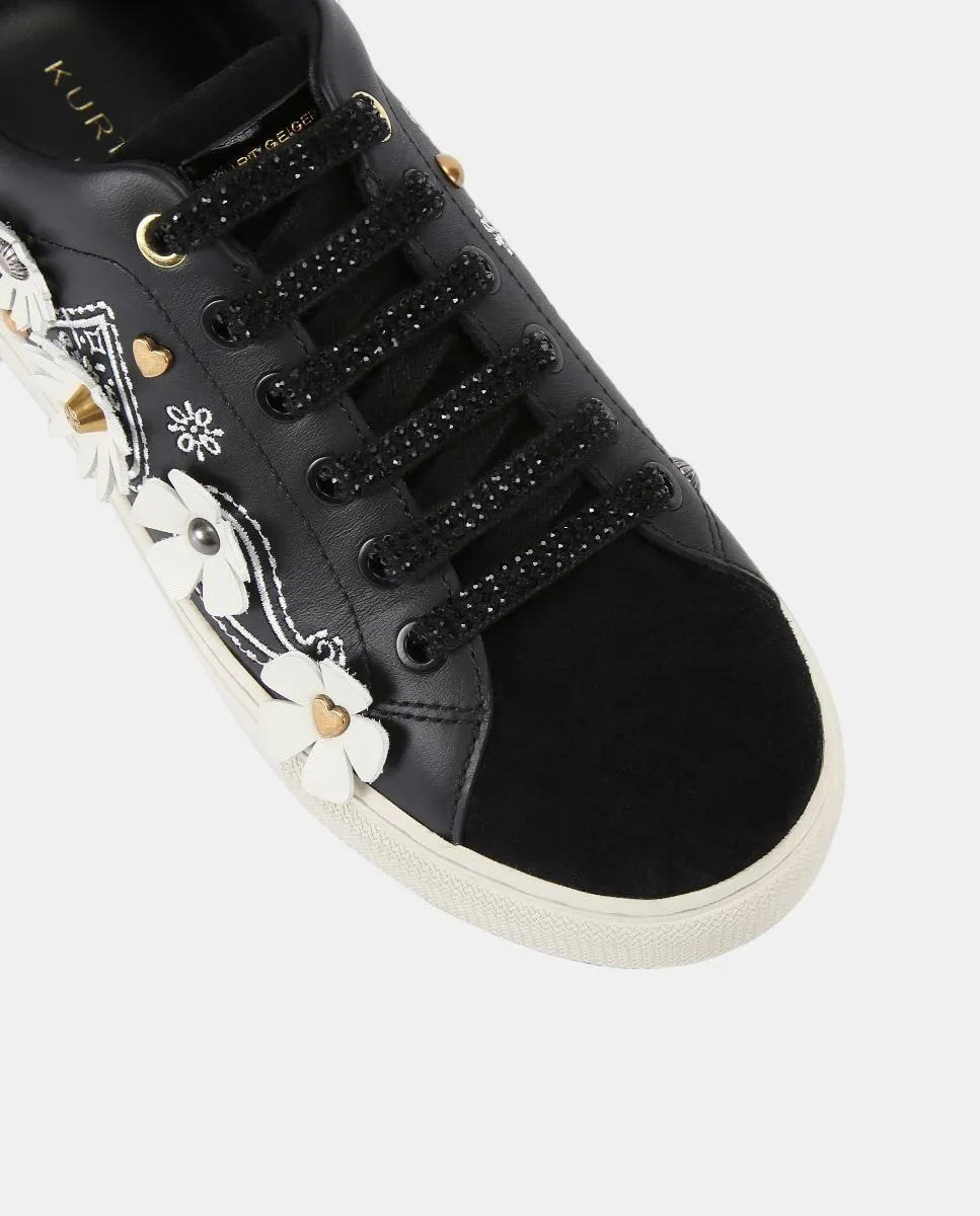 Женские кожаные кеды Laney Flower с украшением Kurt Geiger, черный — фото 4