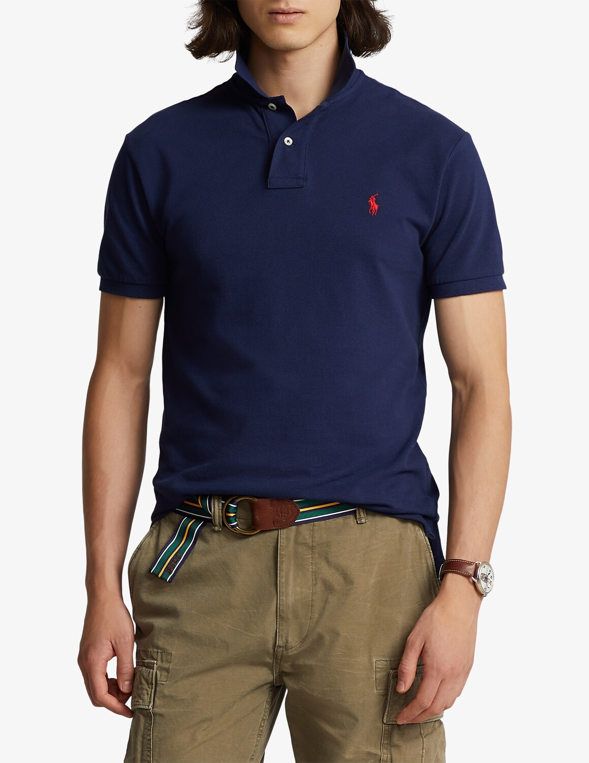 

Базовая рубашка-поло из сетки с короткими рукавами Ralph Lauren, синий