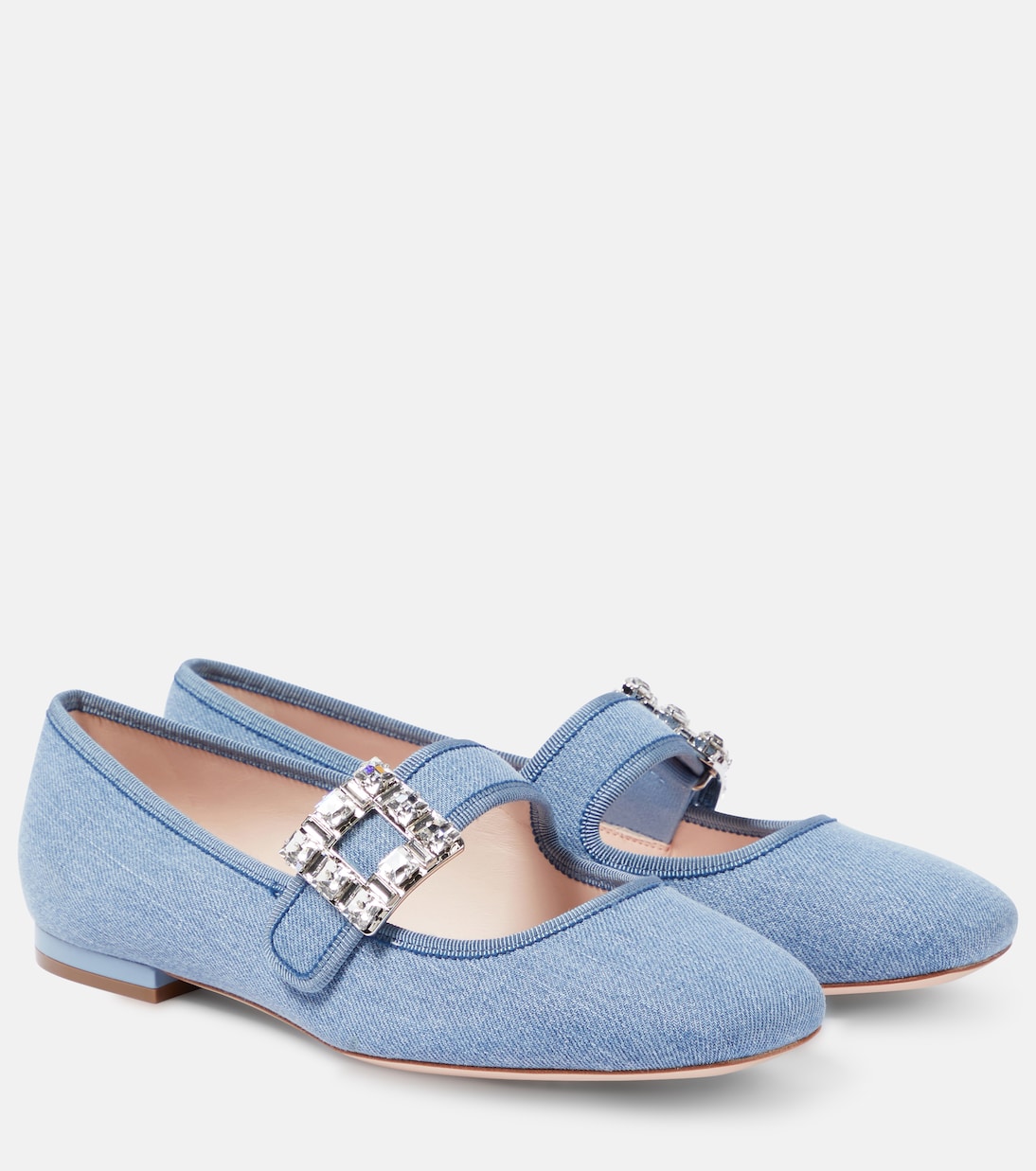 Балетки Très Vivier со стразами и пряжкой для малышей Roger Vivier, Jeans Chiaro