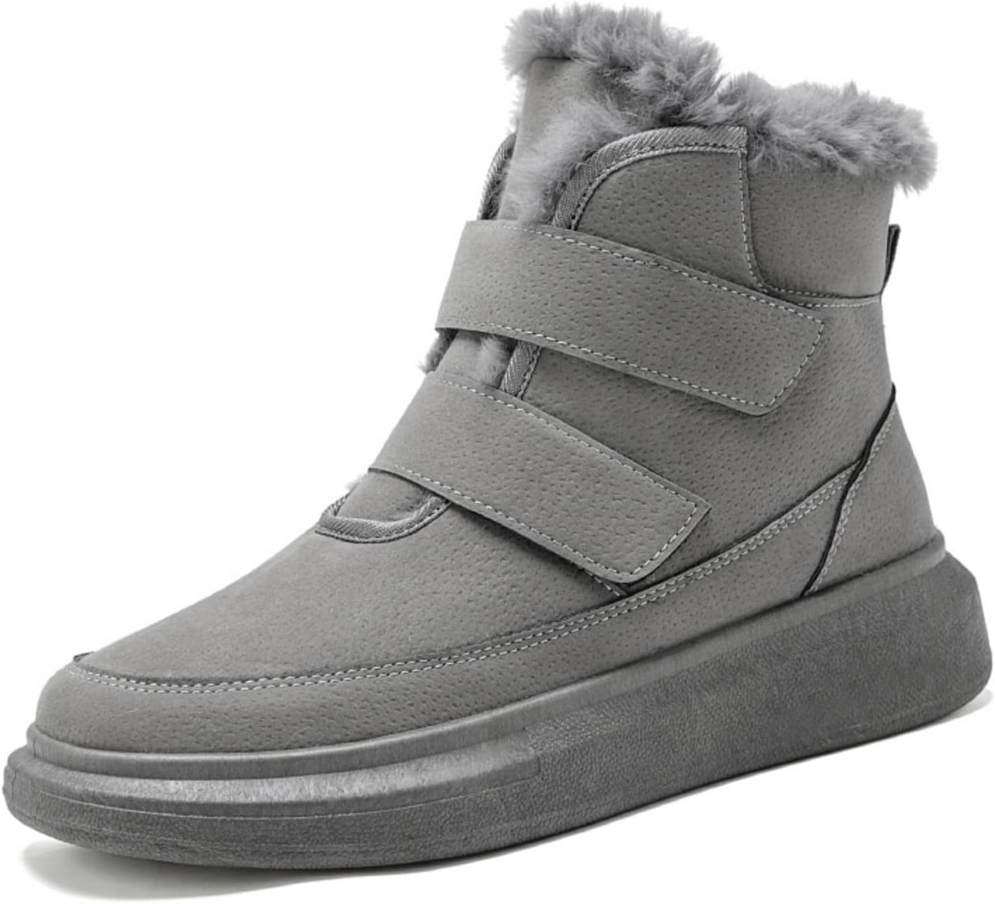 

Мужские ботинки средней высоты с флисовой подкладкой: сверхтеплая толстая подкладка, противоскользящая подошва, легкое надевание- уютные и прочные, идеально подходят для холодной погоды, повседневной и повседневной носки Khwfjas, серый
