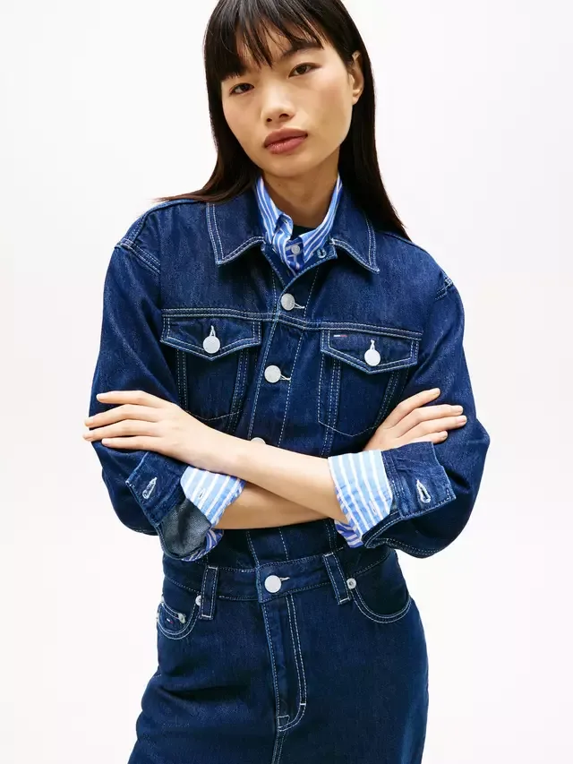 Джинсовый комбинезон-рубашка, темно-синий Tommy Hilfiger — фото 4