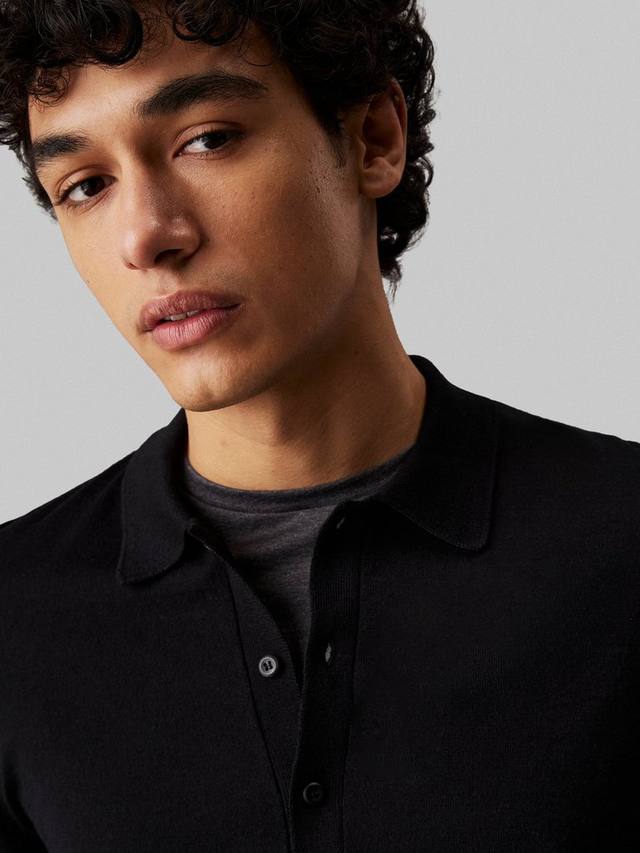 Поло с длинными рукавами из шерсти и шелка Tommy Hilfiger, Black — фото 3