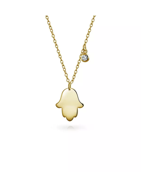 

Изящный, простой, минималистичный амулет-талисман, хамса, кулон «Рука Бога Фатимы», позолоченное серебро 925 пробы Bling Jewelry, gold-tone