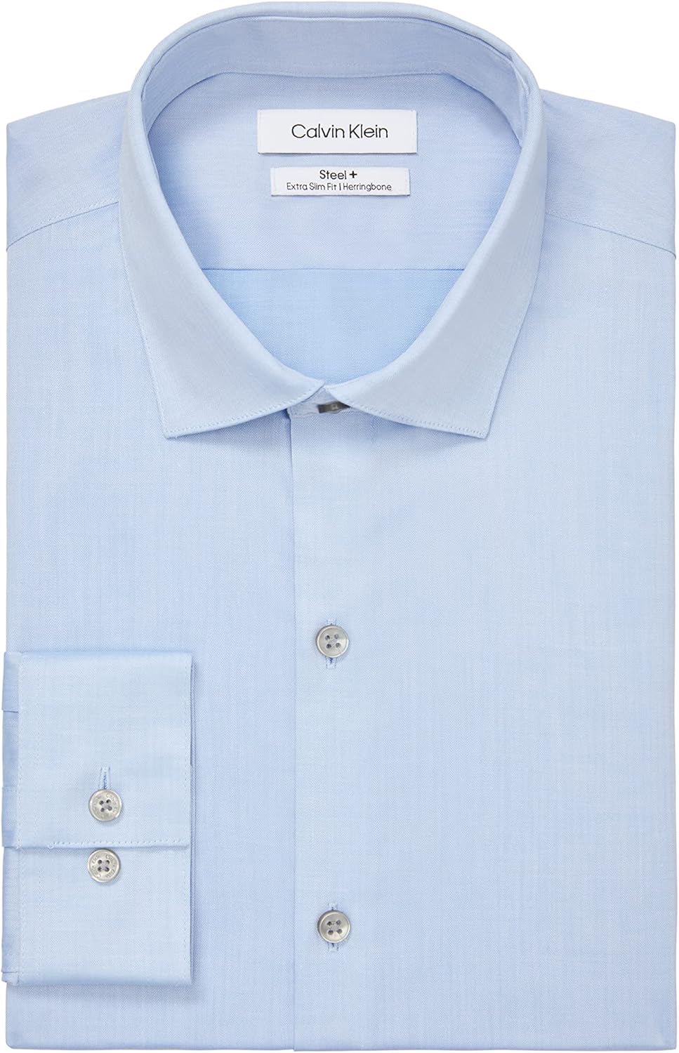 Мужская рубашка Calvin Klein Xtreme Slim Fit, нежелтая, елочка, Blue — фото 3
