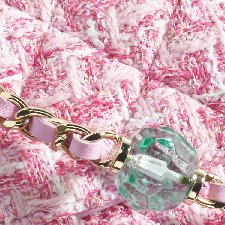 CHANEL Мягкая шерстяная сумка твил, кроссбоди, мини-сумка через плечо, женская, розовая — фото 3