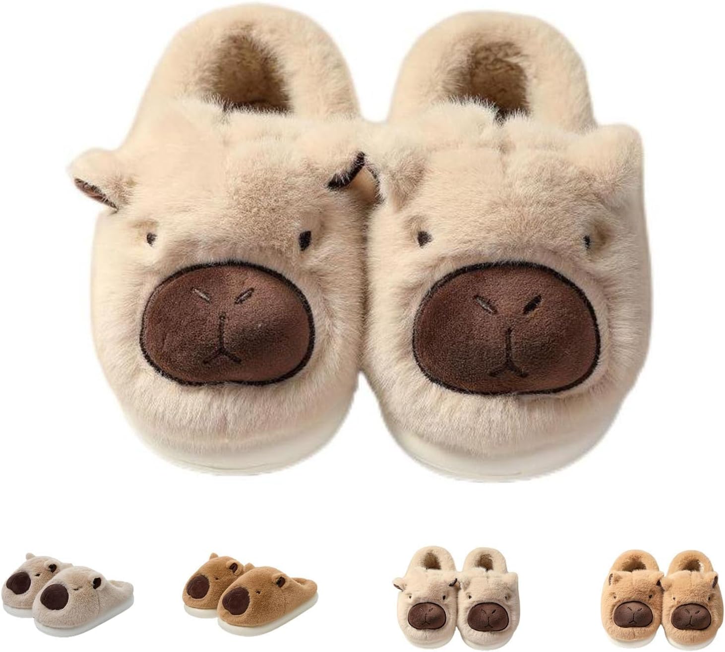 

Тапочки с капибарой для женщин и мужчин, милые теплые толстые тапочки с капибарой для зимы, унисекс, забавные мягкие нескользящие домашние тапочки Generic, A