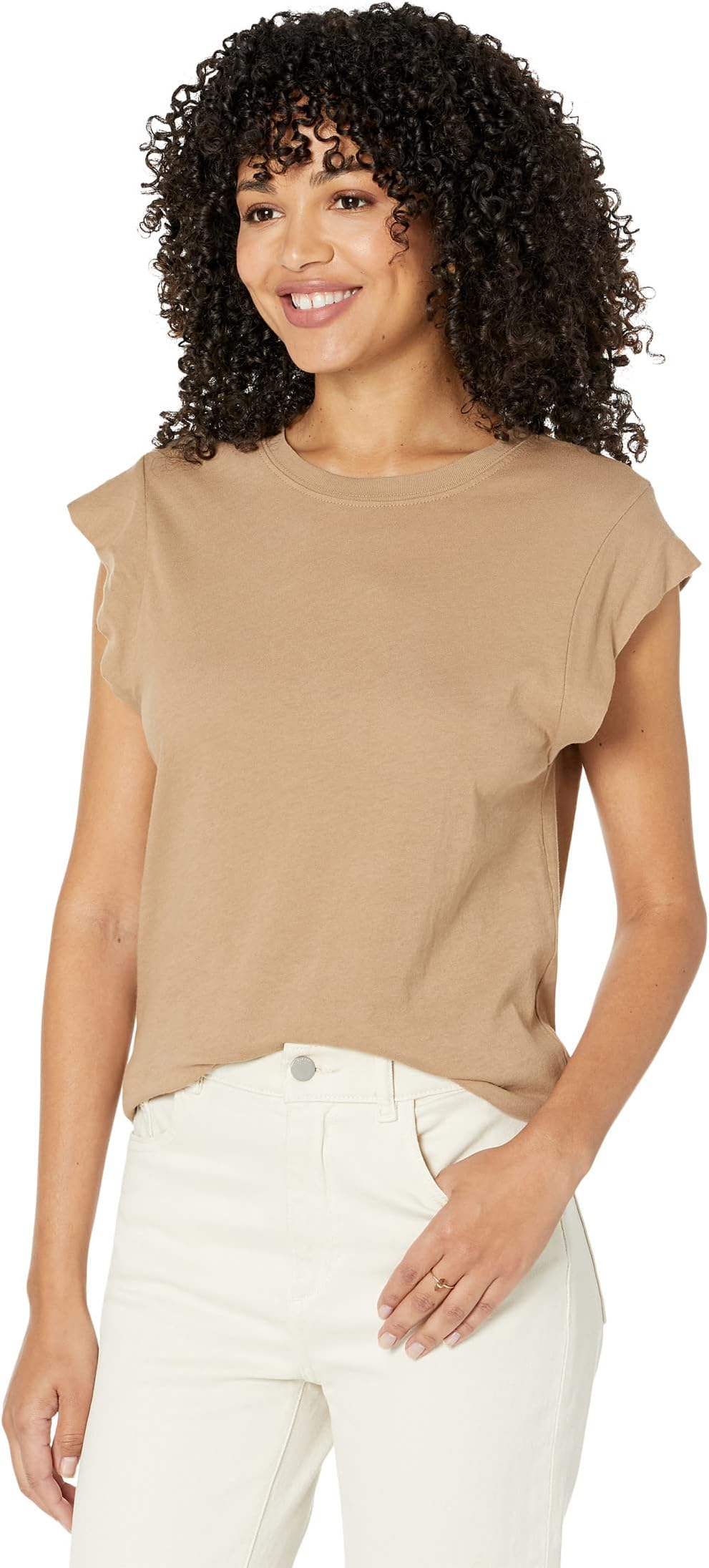 

Топ Michael Stars Joey Super Soft Vintage Jersey High Crew Power Shoulder Tank, цвет Safari