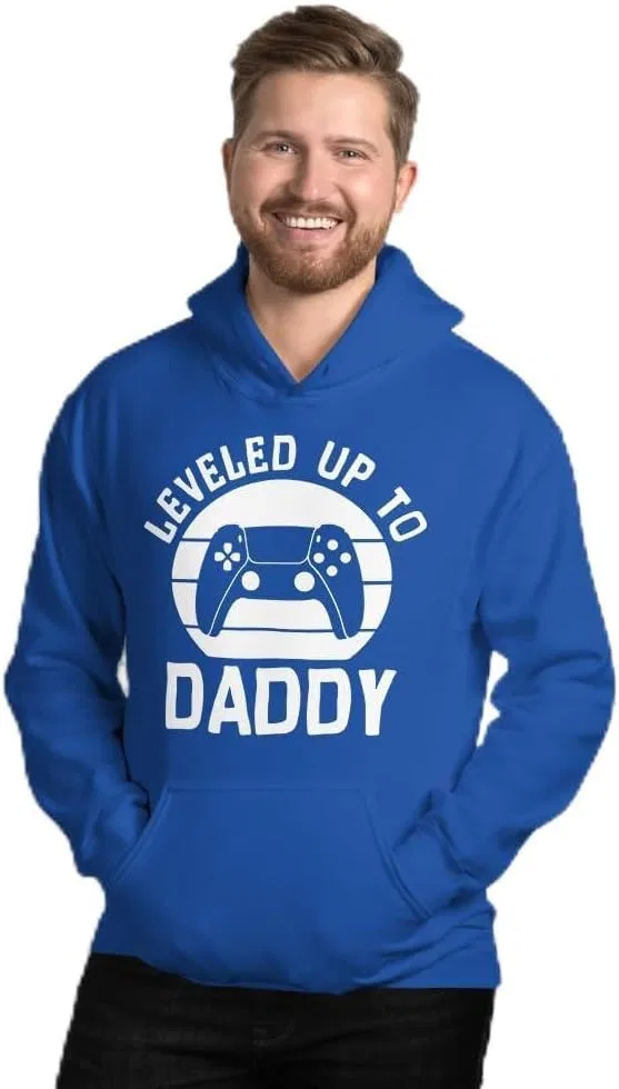 Толстовка Leveled Up To Daddy, с принтом "Повышение до папы", футболка для нового папы на День отца Generic, Royal