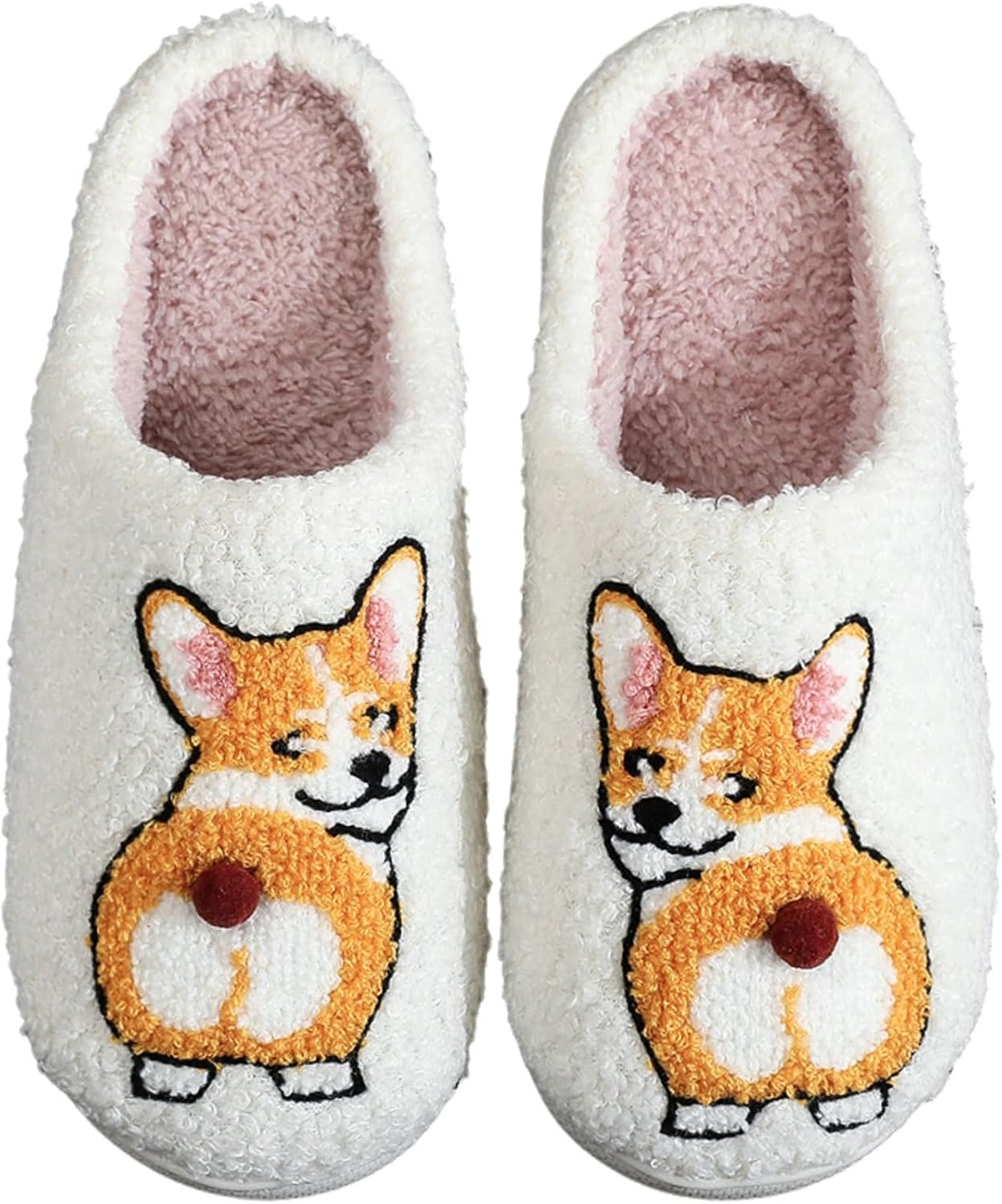

Женские и мужские домашние тапочки Ретро Уютные Теплые Плюшевые Слипоны с Памятью Фоам для Дома Зимой, для улицы и дома Wiretran, Corgi