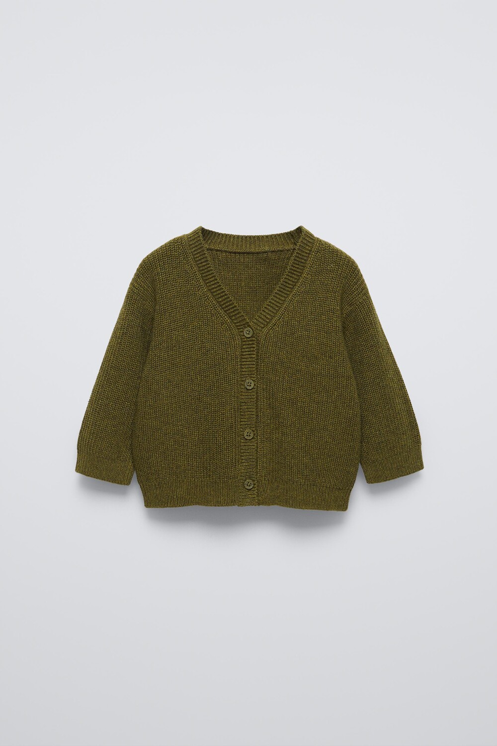 

Вязаный кардиган с v-образным вырезом ZARA, хаки
