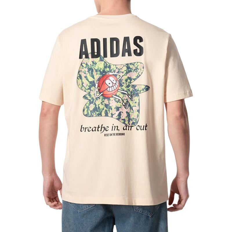 Футболка мужская цвета корицы и розового Adidas, цвет Cinnamon Pink — фото 4