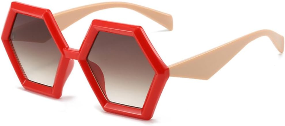 

Винтажные персонализированные солнцезащитные очки в форме шестиугольника с бриллиантами для женщин, роскошные многоугольные солнцезащитные очки для мужчин, солнцезащитные очки с защитой от УФ-излучения UV400 TYUVIVO, Red Tea