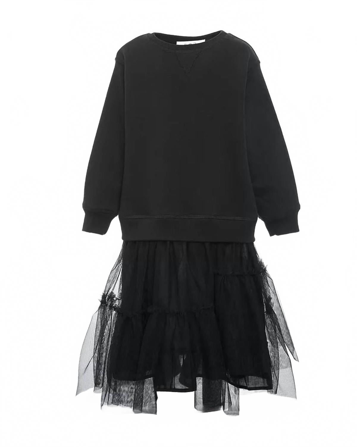 

Детское платье-худи Rory из тюля в черном цвете SEA