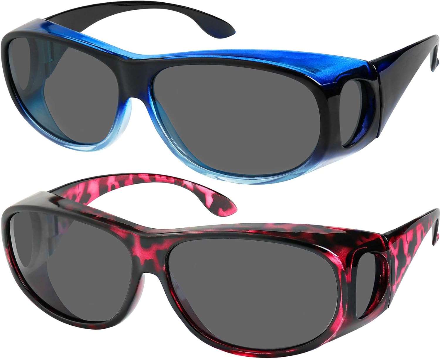 

Очки Success Eyewear с поляризованными линзами, идеально подходят для ношения поверх солнцезащитных очков, а также для очков с диоптриями. 100% защита от УФ-излучения для мужчин и женщин, Set of 2: Purple and Blue, Smoke Lens