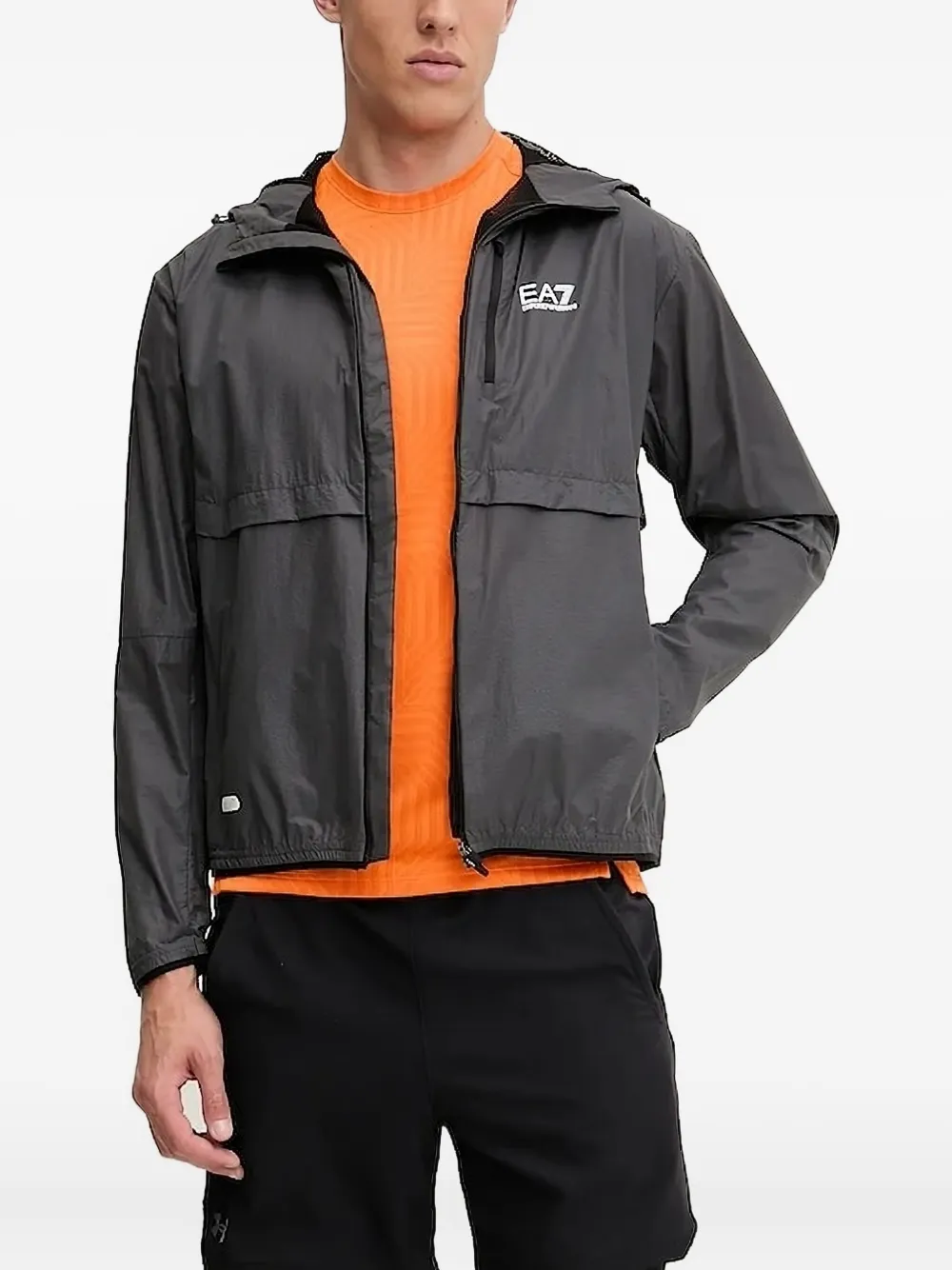 

Куртка с капюшоном и логотипом Ea7 Emporio Armani, серый